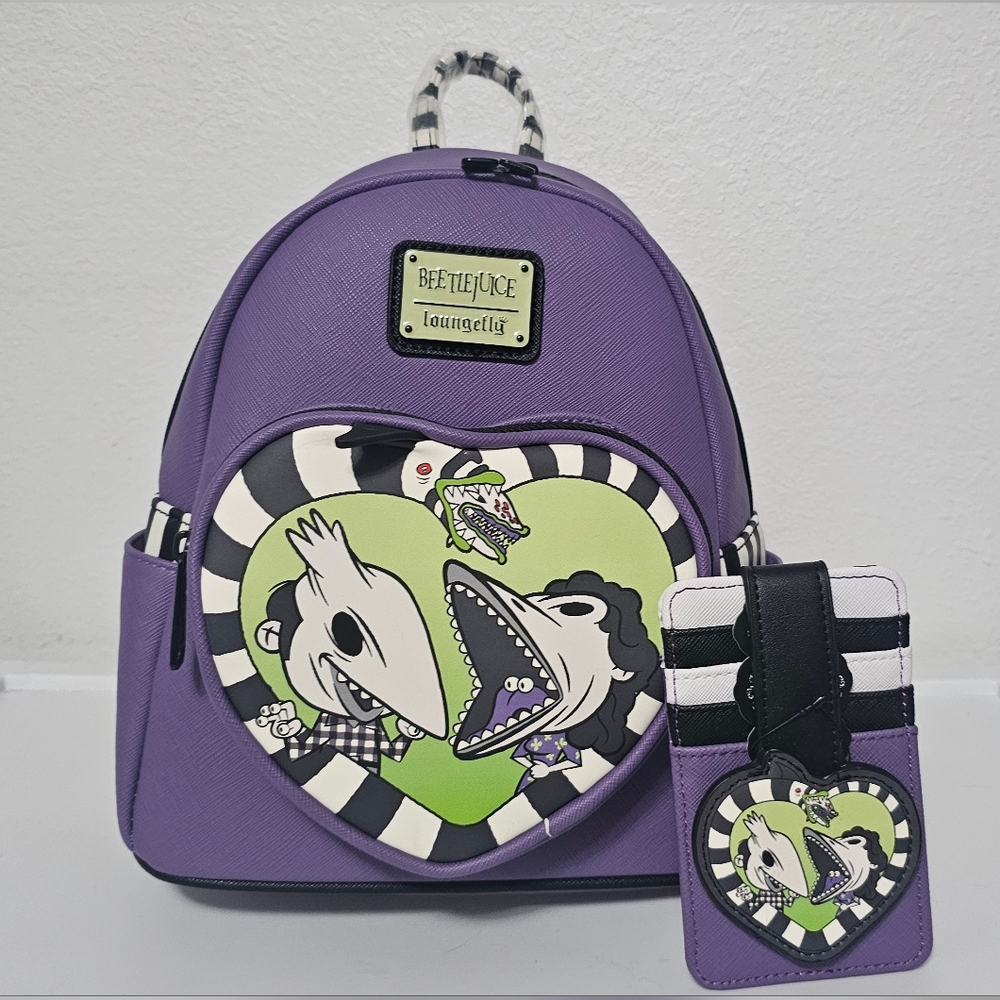 NWT Beetlejuice Loungefly Mini Backpack + Card Holder